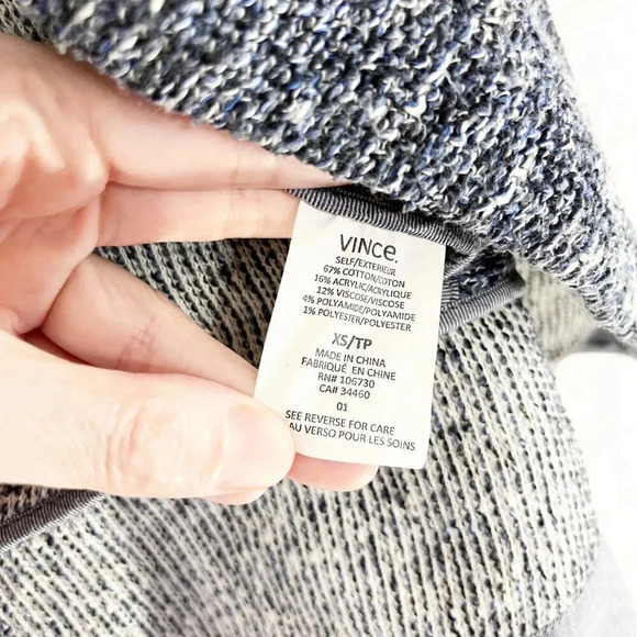 Vince Blue & White Tweed Open Front Draped Jacket Women's Size XS - Picture 9 of 10